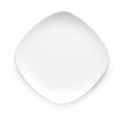 Empty ceramic plate on white background