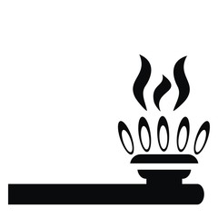 Burner, flame, black conceptual vector icon. 