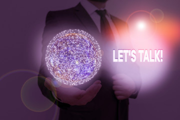 Word writing text Let S Talk. Business photo showcasing they are suggesting beginning conversation...