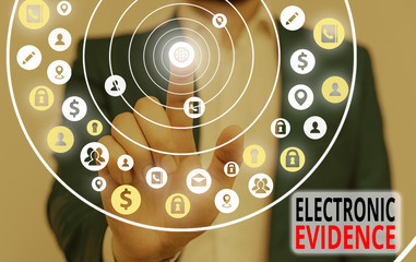 Conceptual hand writing showing Electronic Evidence. Concept meaning probative information stored or transmit in digital form