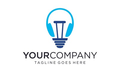 Light bulb and headphone for logo design vector editable