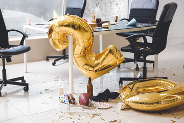 Interior of office after New Year party
