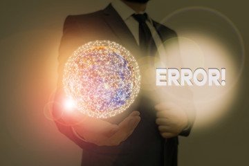 Word writing text Error. Business photo showcasing state or condition of being wrong in conduct...