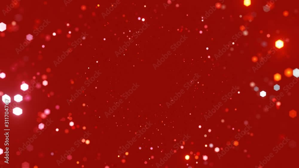 Sticker abstract motion background shining red particles. shimmering glittering particles with bokeh. seamle