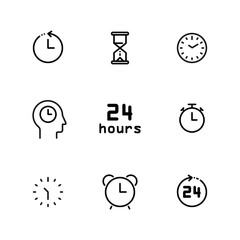 Fototapeta premium Time. Clock. Vector Icon Set.