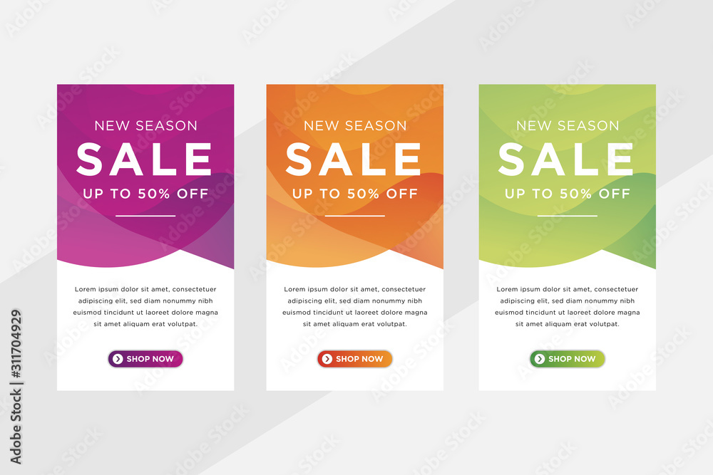 Wall mural gradient big sale. standard size web banners set. vector web banners. vertical banner with gradient 