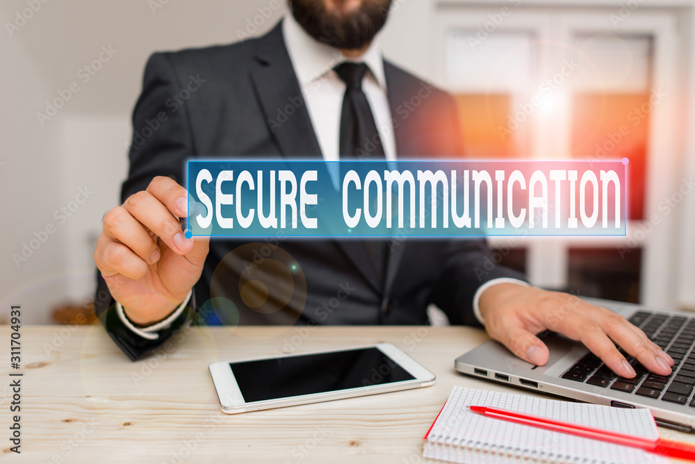 Poster writing note showing secure communication. business concept for preventing unauthorized interceptors