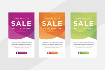 gradient Big Sale. Standard size web banners set. Vector Web Banners. vertical banner with gradient purple, orange and green colors. new season sale special offer design layout. 