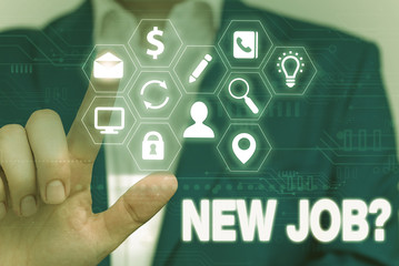 Handwriting text writing New Job Question. Conceptual photo formal meeting which someone asked find out if they are suitable