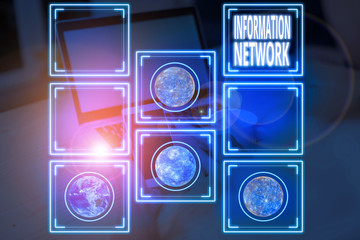 Conceptual hand writing showing Information Network. Concept meaning computers were linked together...