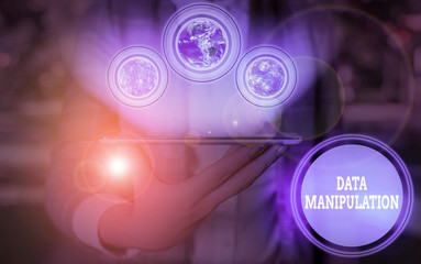 Writing note showing Data Manipulation. Business concept for the process of changing data to make it easier to read Elements of this image furnished by NASA