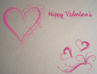 Happy Valentines poster with pink and purple hearts and ribbon