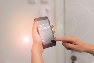 Handwriting text We Re Hiring. Conceptual photo recently employ someone or pay someone to do...