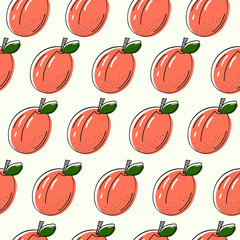 Seamless vector pattern. Vector image of a bright apricot. Summer bright background