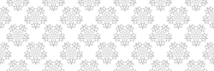 Fototapeta na wymiar Gray floral seamless pattern. On white background