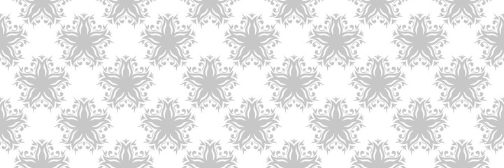 Seamless pattern with flowers. Gray on white background