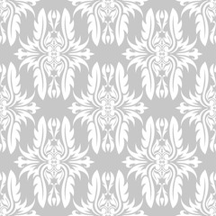 Fototapeta premium Floral seamless pattern. Gray and white decorative background