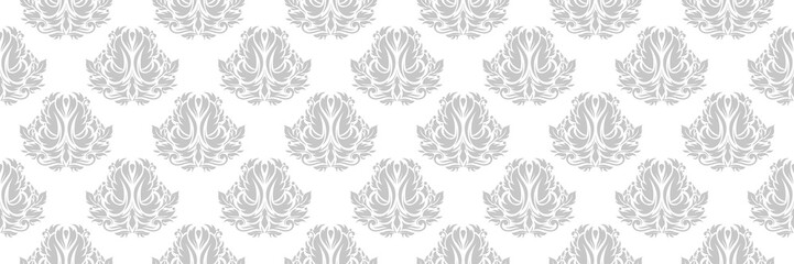Floral seamless pattern. Gray design on white background