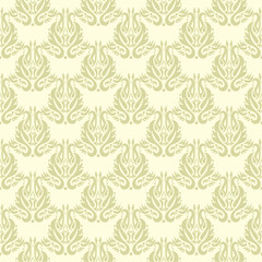 Floral seamless pattern. Olive green background