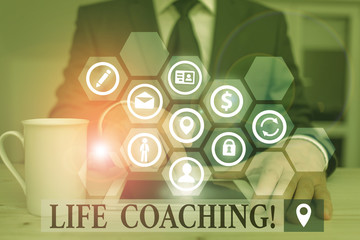 Word writing text Life Coaching. Business photo showcasing demonstrating employed to help showing...