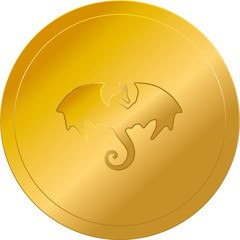 mystical fantasy dragon gold coin