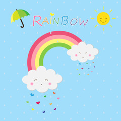 Fototapeta na wymiar background with rainbow and clouds
