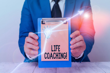 Writing note showing Life Coaching. Business concept for demonstrating employed to help showing...