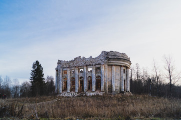 Fototapeta na wymiar Old ruined church. ancient abandoned building landscape