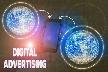Conceptual hand writing showing Digital Advertising. Concept meaning marketing of products or...