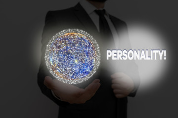 Word writing text Personality. Business photo showcasing combination characteristics that form...