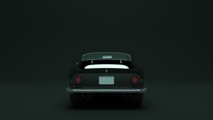 Powerful Black Lightweight Racing Car 1960's Style 3d illustration 3d render