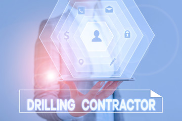 Fototapeta premium Conceptual hand writing showing Drilling Contractor. Concept meaning contract their services mainly for drilling wells