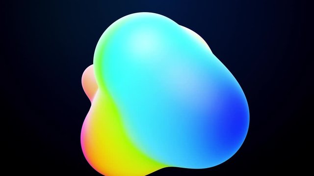 abstract 3d background with beautiful colorful gradient on metaball, spheres circulate in air with inner glow, merge like drops of water. Abstract bubbles in liquid with glow gradient colors