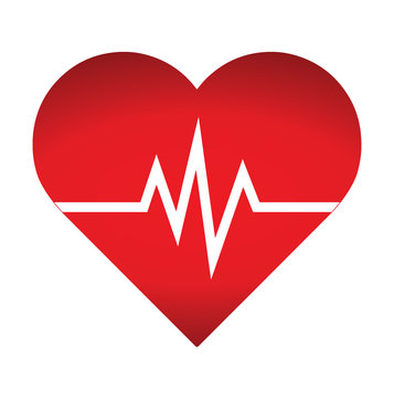 Heart rate icon - health monitor. Red Heart Rate.Blood pressure vector icon, heart cheering cardiogram, good health logo, healthy pulse flat symbol, medical pulsometer element.