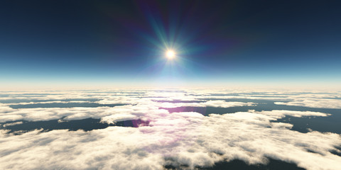 above clouds sun ray,