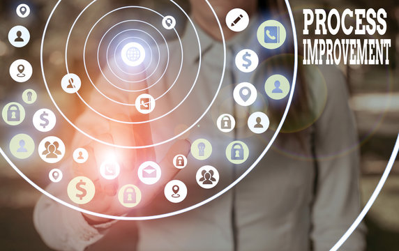 Text sign showing Process Improvement. Business photo text ongoing effort to improve products services or processes