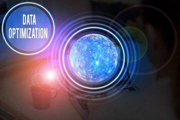 Text sign showing Data Optimization. Business photo showcasing process that prepares the logical...