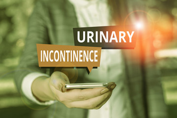 Text sign showing Urinary Incontinence. Business photo showcasing uncontrolled leakage of urine...