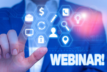 Handwriting text writing Webinar. Conceptual photo seminar or other presentation types that takes place on Internet