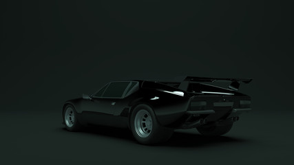 Powerful Black Sports Car 1970's Style 3d illustration 3d render