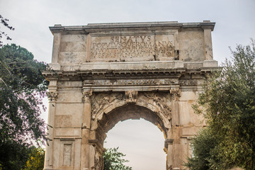 Fototapeta na wymiar Italy / Rome 14. December 2019 Triumphal Arch of Titus