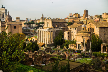 Fototapeta na wymiar Italy / Rome 14. December 2019 The ruins of the Roman Forum