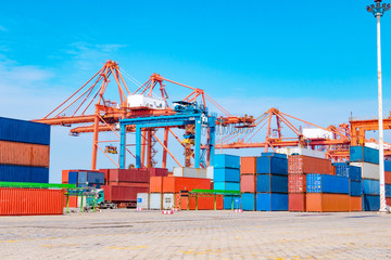 Fototapeta premium Container terminal yard.