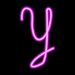 neon pink letter "Y" on a black background
