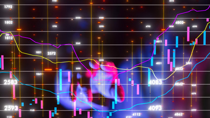 Business intelligence. Diagram - Graph Stock Trading, Investment dashboard