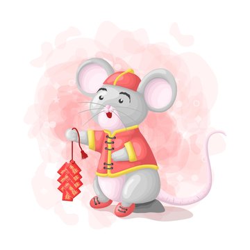 Cartoon Cute Mouse Chinese New Year Illustration Vector