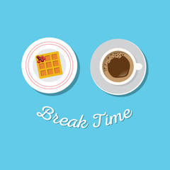 Breakfast concept with fresh food and drinks flat icons set vector illustration