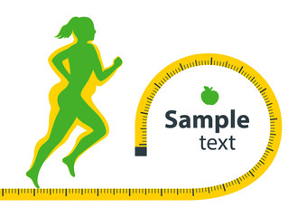 Indoor fitness concept and fitness app isolate. Flat vector illustration of athletic young girl in the sportswear doing exercises on the treadmill. Weight loss. Blank space for your content, template.