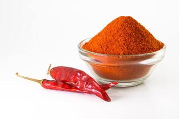Dried red chilli and powder
