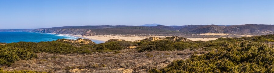 Panoramic picture of Praia da Bordeira in Portugal in summer